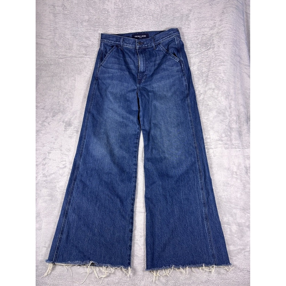 Veronica Beard Jeans Taylor Relaxed Wide Leg High Rise Womens Size 31 Blue